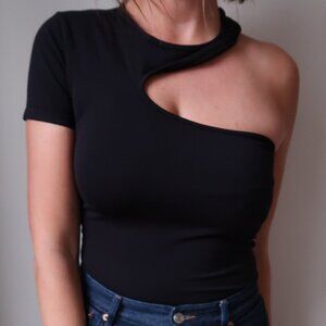 HELMUT LANG One-shoulder cutout stretch-jersey T-shirt  M/L (Never Worn)
